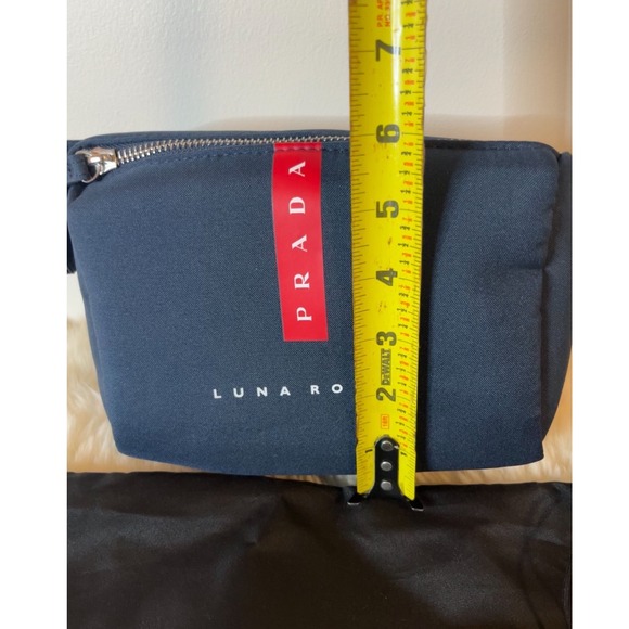 Prada Luna Rossa Navy Blue Toiletry Bag Pouch Wristlet LD3128 New - Picture 9 of 9